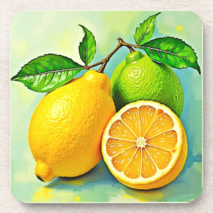 Zesty Citrus Burst of Sunshine Design Coaster