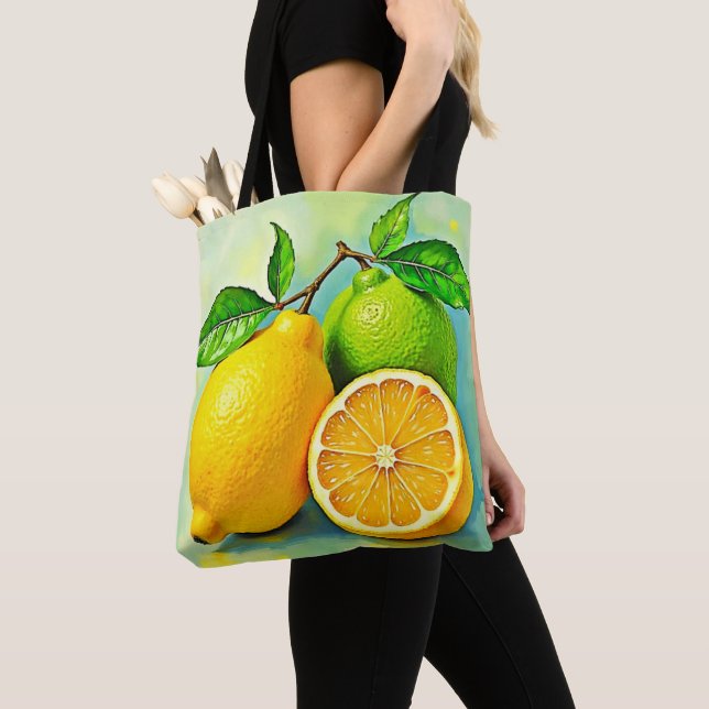 Zesty Citrus Burst of Sunshine Design Tote Bag (Close Up)
