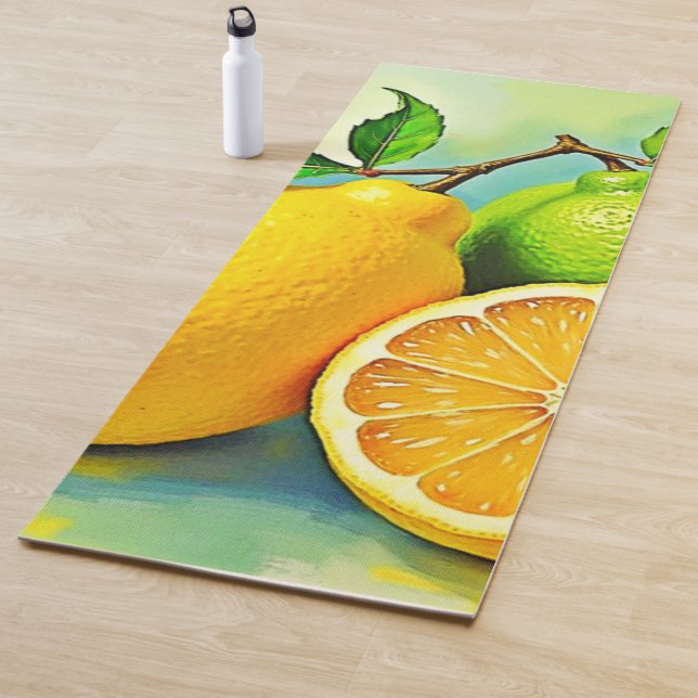 Zesty Citrus Burst of Sunshine Design Yoga Mat (In Situ)
