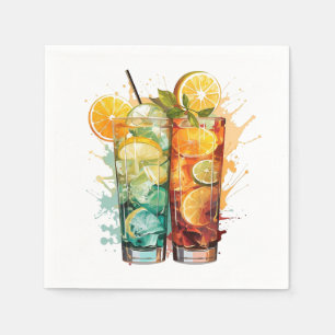 🌟🍋 "Zesty Cocktail Hour" Paper Napkins 🍊🌟