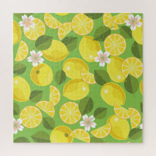 Zesty Lemon: Citrus Pattern Delight Jigsaw Puzzle