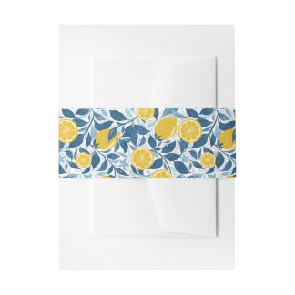 Zesty Lemon Garden - Bright yellow and Blue Invitation Belly Band