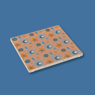 Zesty Summer Floral Pattern Glass Coaster
