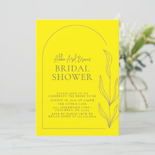 Zesty Yellow Arch Script Text Bridal Shower Invitation