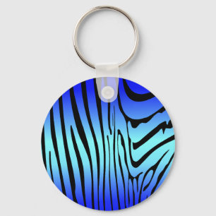 Zesty Zebra Blue Key Ring