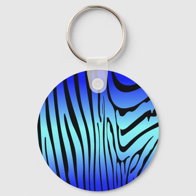 Zesty Zebra Blue Key Ring (Front)