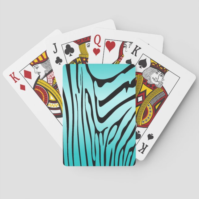 Zesty Zebra Cyan Playing Cards (Back)