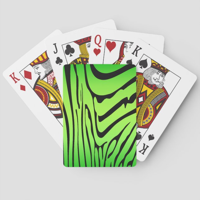 Zesty Zebra Green Playing Cards (Back)