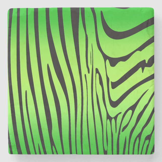 Zesty Zebra Green Stone Coaster (Front)