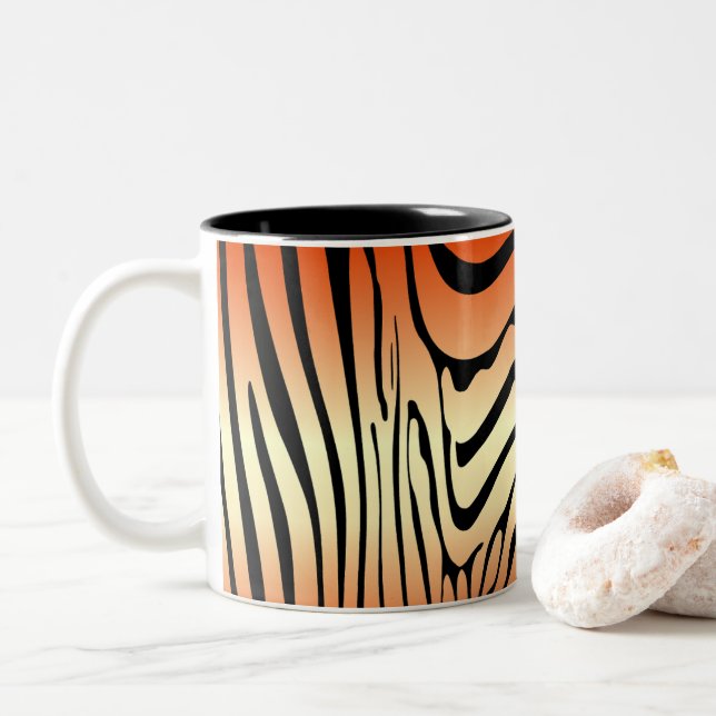 Zesty Zebra Orange Two-Tone Coffee Mug (With Donut)