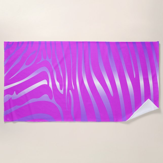 Zesty Zebra Pink Beach Towel (Front)