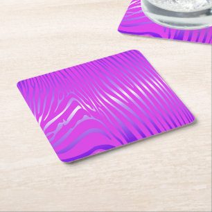 Zesty Zebra Pink Square Paper Coaster