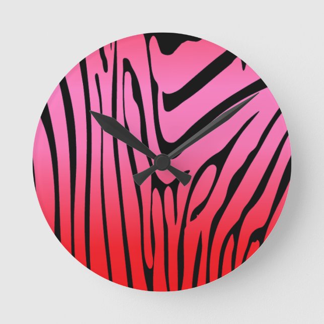Zesty Zebra Red  Round Clock (Front)