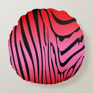 Zesty Zebra Red Round Cushion
