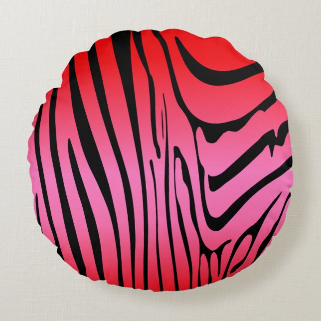 Zesty Zebra Red  Round Cushion (Front)