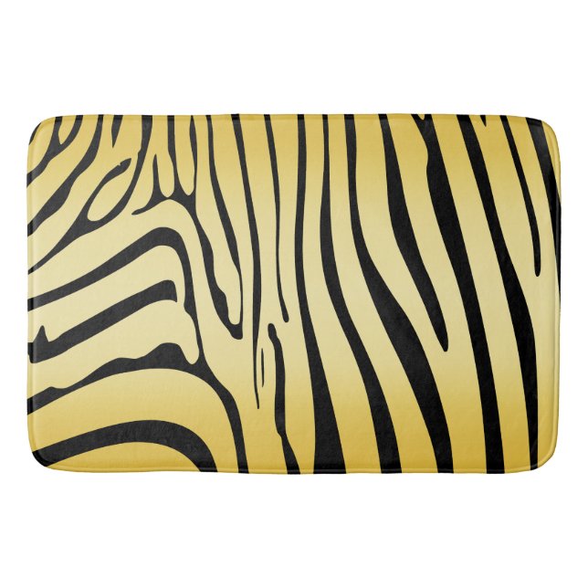 Zesty Zebra Yellow Bath Mat (Front)