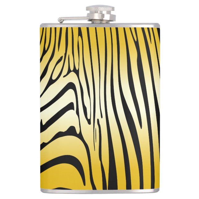 Zesty Zebra Yellow Hip Flask (Front)