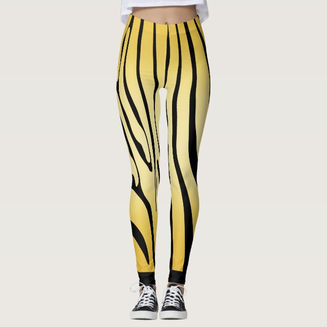 Zesty Zebra Yellow Leggings (Front)