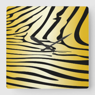 Zesty Zebra Yellow Square Wall Clock