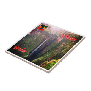zET011 GONDAR, Waterfall, Ethiopia, Africa, Ceramic Tile
