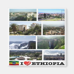 zET015 ETHIOPIA I Love, Mosaic, Africa, Fridge Magnet