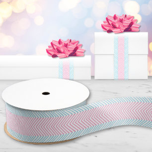 Zeta Chevron Stripe in Pink and Aqua Grosgrain Ribbon