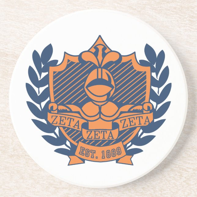 Zeta Zeta Zeta Fraternity Crest - Navy/Orange Coaster (Front)
