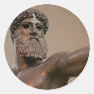 Zeus bronze statue in Athens Greece Classic Round Sticker