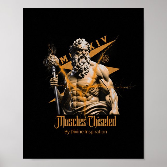 Zeus Greek Gods Thunder Mythology Gym Fitness Moti Poster (Front)