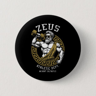 Zeus Gym Athletic Department Funny Greek God Worko 6 Cm Round Badge
