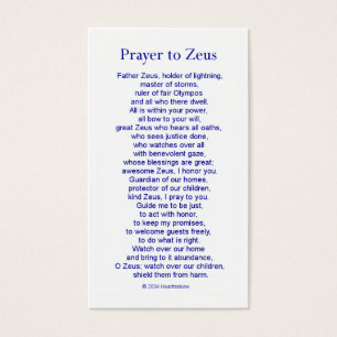 Zeus Prayer Card