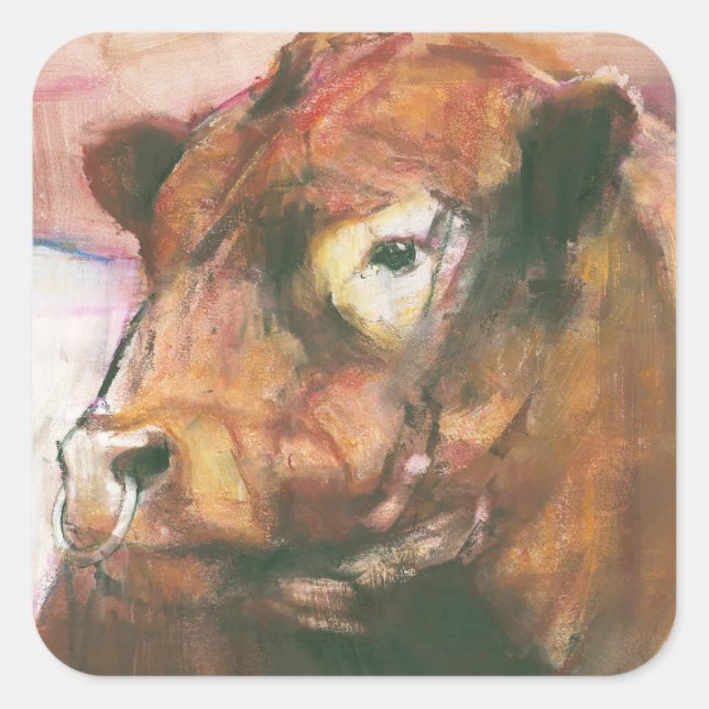 Zeus Red Belted Galloway Bull 2006  2 Square Sticker (Front)