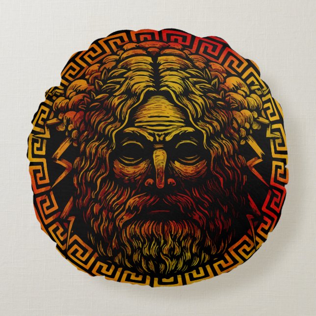 Zeus's Ancient Shield Art Print Round Cushion (Front)