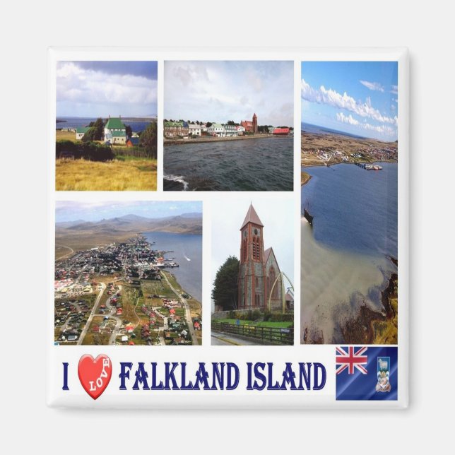 zFK003 FALKLAND Islands I Love, Mosaic, Fridge Magnet (Front)