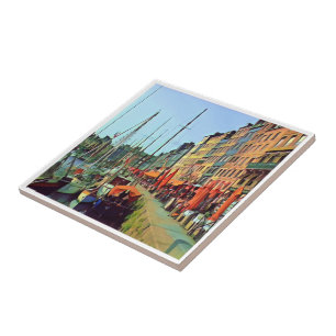 zFR014 HONFLEUR, docking view, France, Ceramic Tile