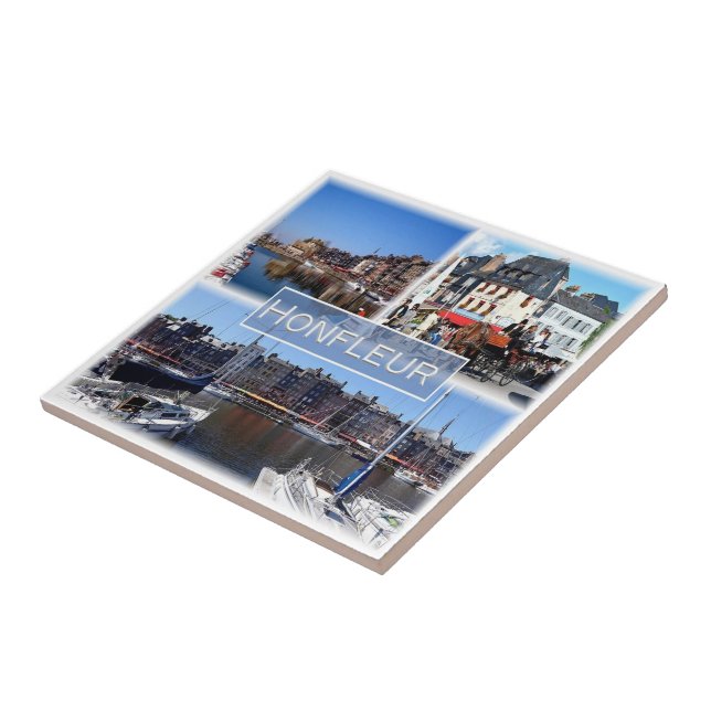 zFR028 HONFLEUR harbour, Normandy, Ceramic Tile (Side)