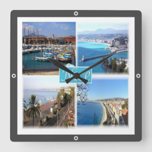 zFR045 NICE, Provence, France, Square Wall Clock