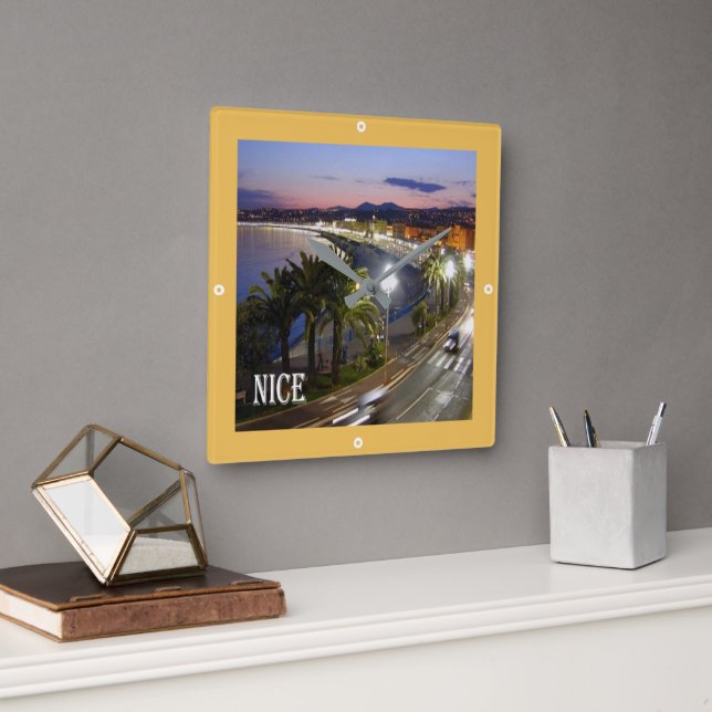 zFR085 NICE NIZZA French Riviera, France, Square Wall Clock (Office)