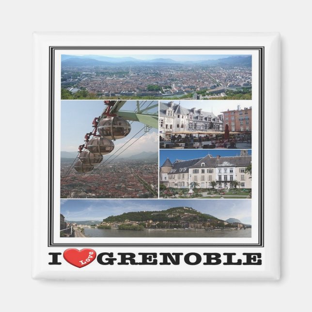 zFR132 GRENOBLE I Love, France, Fridge Magnet (Front)