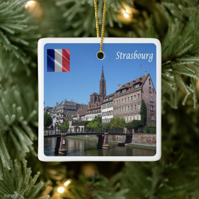 zFR142 STRASBOURG, France, Ceramic Ornament (Tree)