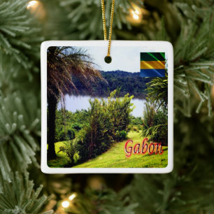 zGA004 GABON, KANGO LAKE, Africa, Fridge Ceramic Ornament