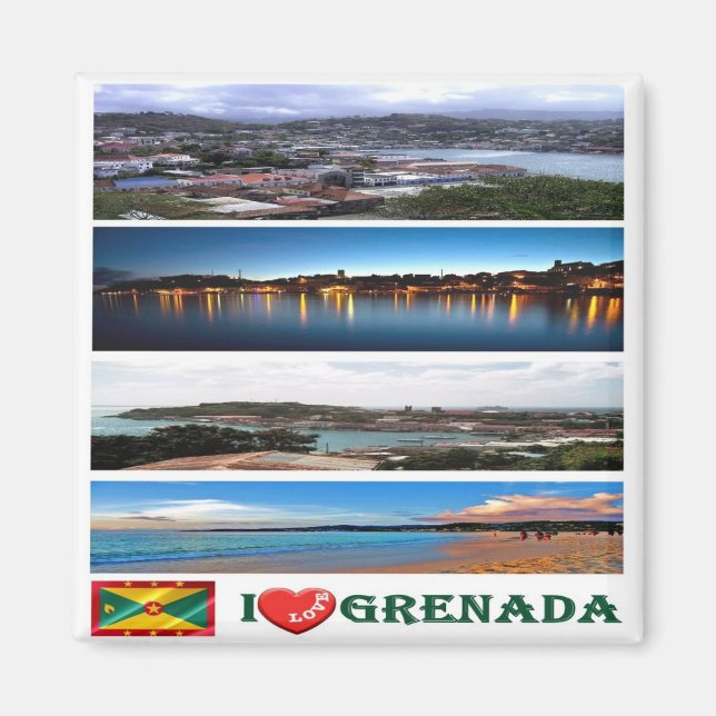 zGD003 GRENADA I Love, Mosaic, America, Fridge Magnet (Front)