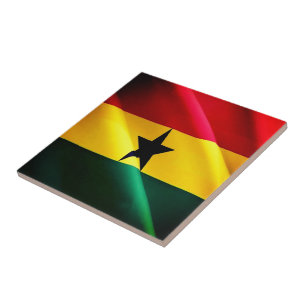 zGH002 GHANA, Waving Flag, Africa, Ceramic Tile