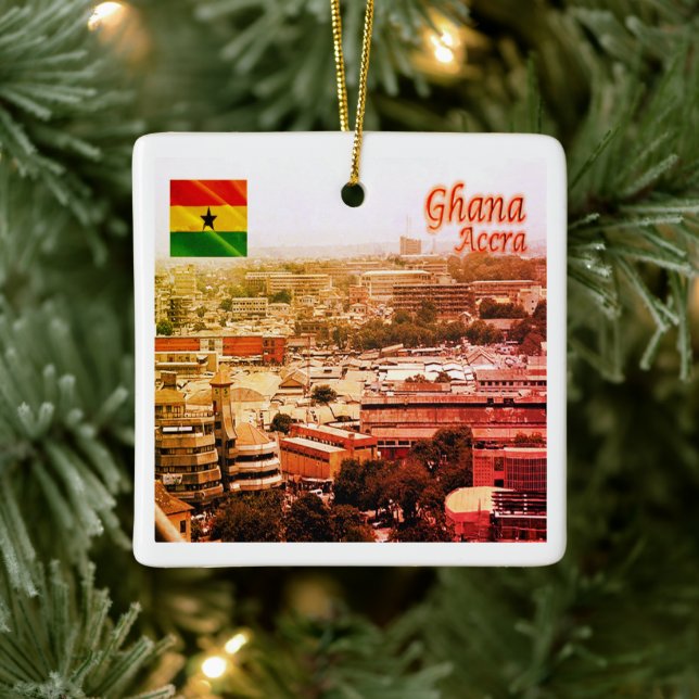 zGH003 ACCRA North, Ghana, Africa, Ceramic Ornament (Tree)