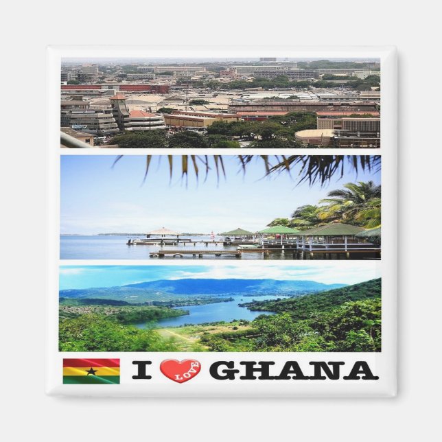 zGH007 GHANA I Love, Mosaic, Africa, Fridge Magnet (Front)