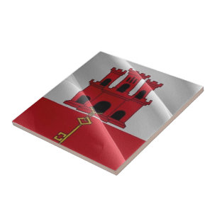 zGI002 GIBRALTAR waving FLAG, Ceramic Tile