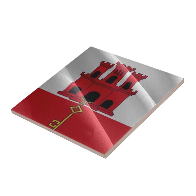 zGI002 GIBRALTAR waving FLAG, Ceramic Tile (Side)