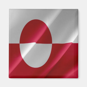 zGL002 GREENLAND, Waving Flag, America, Fridge Magnet