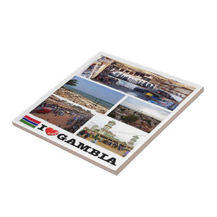 zGM010 GAMBIA I Love, Mosaic, Africa, Ceramic Tile
