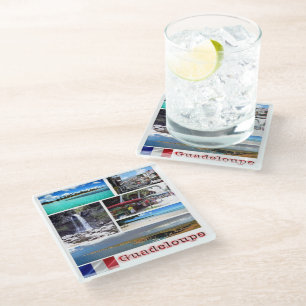zGP003 mosaic of GUADELOUPE, Caribbean, Glass Coas Coaster
